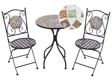 Bistro Set Folding CASARIO Metal Black - Garden & Balcony