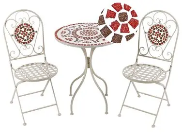 Bistro Set Folding SPELLO Metal White - Garden & Balcony