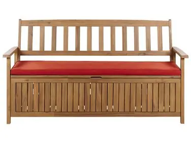 Garden Bench with Cushion SOVANA 160 cm with Storage Acacia Wood Red - Garden & Balcony