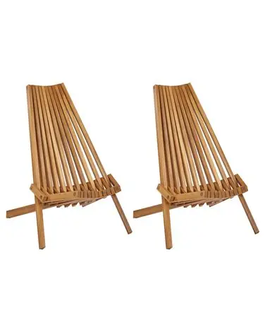 Conjunto de 2 sillas de jardín BELLANO Madera de acacia Marrón - Jardín y balcón