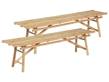 Conjunto de 2 bancos de jardín TINDARI 180 cm Bambú Marrón claro - Jardín y balcón