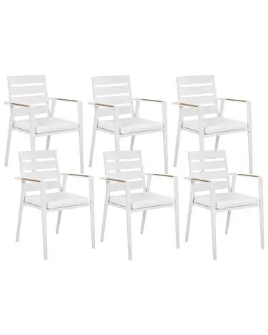 Set of 6 Garden Chairs TAVIANO Metal White - Garden & Balcony