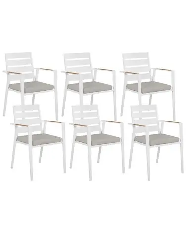 Set of 6 Garden Chairs with Cushions TAVIANO Metal Grey - Garden & Balcony