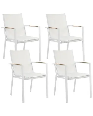 Set of 4 Garden Chairs BUSSETO Metal White - Garden & Balcony