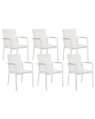 Set of 6 Garden Chairs BUSSETO Metal White - Garden & Balcony