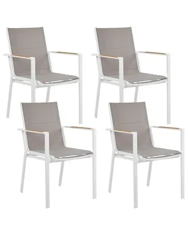 Set of 4 Garden Chairs BUSSETO Metal Grey - Garden & Balcony