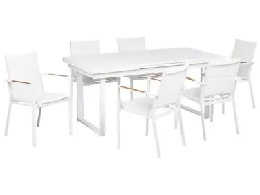 Conjunto de comedor exterior 6 plazas VALCANETTO/BUSSETO Blanco Metal - Jardín y balcón
