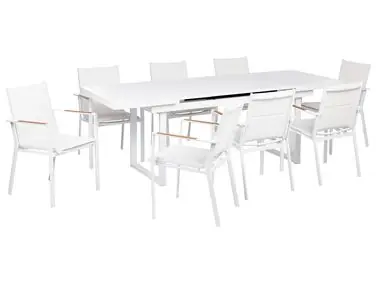 Conjunto de comedor exterior 8 plazas VALCANETTO/BUSSETO Blanco Metal - Jardín y balcón