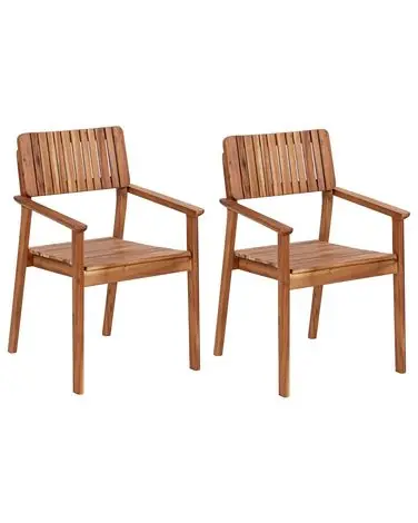 Set of 2 Garden Chairs AGELLO Acacia Wood Brown - Garden & Balcony