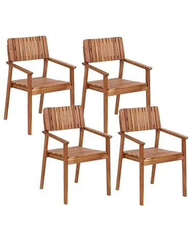 Set of 4 Garden Chairs AGELLO Acacia Wood Brown - Garden & Balcony