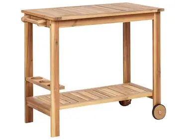 Carrito de bebidas para jardín SASSARI II Madera de acacia certificada Marrón claro - Sala de estar