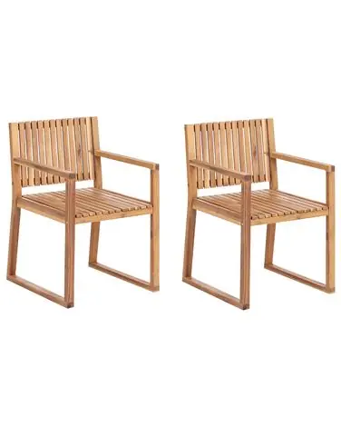 Conjunto de 2 sillas de jardín SASSARI II Madera de acacia certificada Marrón claro - Jardín y balcón