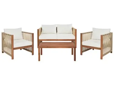 Conjunto de jardín con mesa 4 plazas ANTRIA Beige Madera de acacia - Jardín y balcón