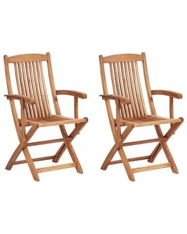 Conjunto de 2 sillas de jardín MAUI II Madera de acacia Marrón claro - Jardín y balcón