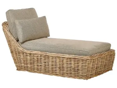 Sun Lounger with Cushion BELSITO Rattan Natural - Garden & Balcony