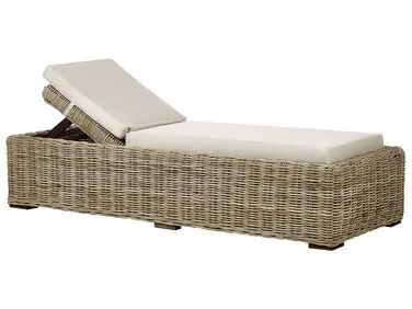 Sun Lounger with Cushion PALESE Reclining Rattan Natural - Garden & Balcony