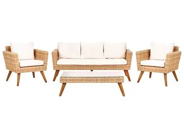 Conjunto de jardín con mesa 5 plazas VITTORIA XL Blanco crema Ratán sintético - Jardín y balcón