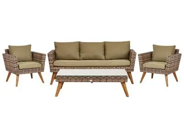 Conjunto de jardín con mesa 5 plazas VITTORIA XL Verde oliva Ratán sintético - Jardín y balcón