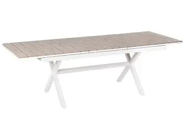 Mesa de jardín extensible FANES 184/242 cm 90 cm Metal Blanco - Jardín y balcón