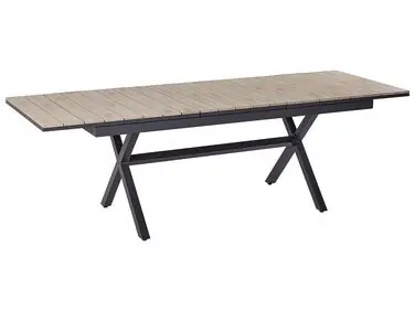 Extending Garden Dining Table FANES 184/242 cm 90 cm Metal Graphite Grey - Garden & Balcony