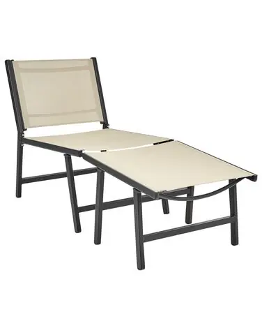 Garden Chair MARCEDDI with Footstool Metal Beige - Garden & Balcony
