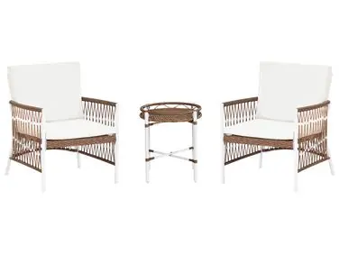 Bistro Set with Cushions LEVICO Metal White - Garden & Balcony