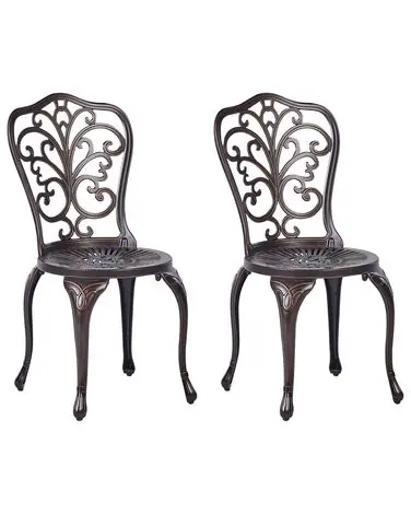 Set of 2 Garden Chairs TRIORA Metal Brown - Garden & Balcony