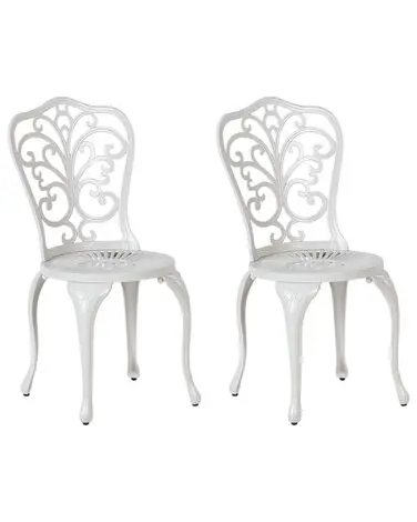 Set of 2 Garden Chairs TRIORA Metal Off-White