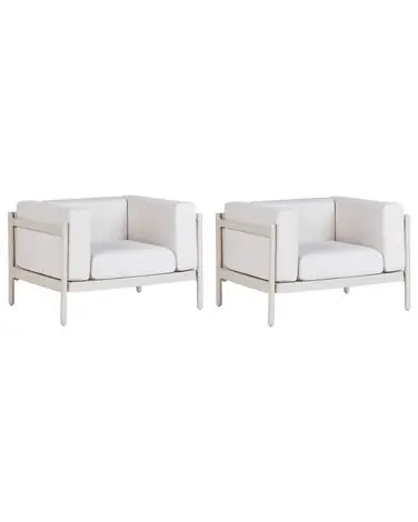 Set of 2 Garden Armchairs FERRETTI Light Beige - Garden & Balcony
