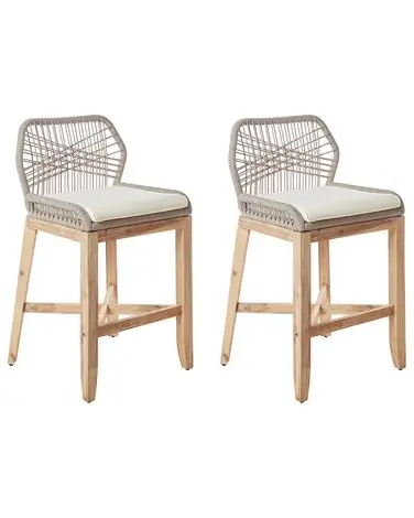 Conjunto de 2 sillas de bar de jardín TALAMONE Madera de acacia Beige - Jardín y balcón