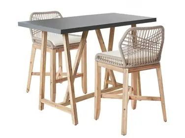 Bistro Set with Cushions TALAMONE Acacia Wood Grey - Garden & Balcony