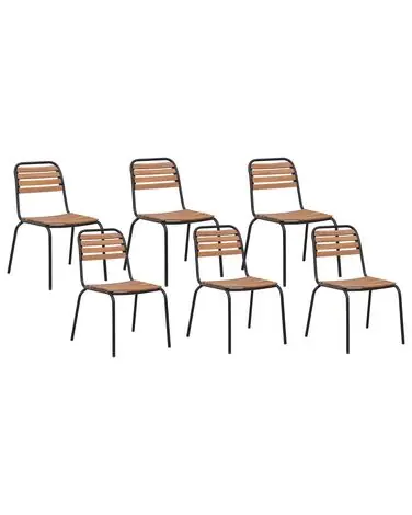 Set of 6 Garden Chairs VALLESE Acacia Wood Brown - Garden & Balcony