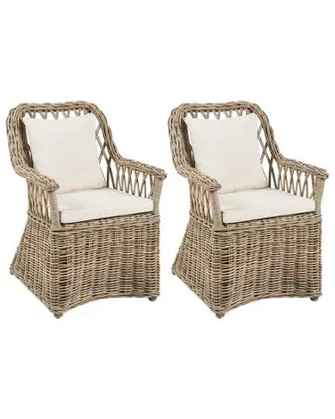 Set of 2 Garden Armchairs MAROS II Rattan Natural - Garden & Balcony