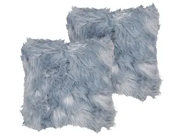 Conjunto de 2 cojines decorativos LUBHA Pelo sintético 42 x 42 cm Azul oscuro Liso - Accesorios decorativos