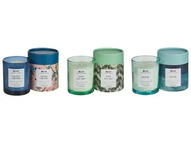 Conjunto de 3 velas aromáticas COLORFUL BARREL Cera de soja Notas frescas Notas florales - Accesorios decorativos
