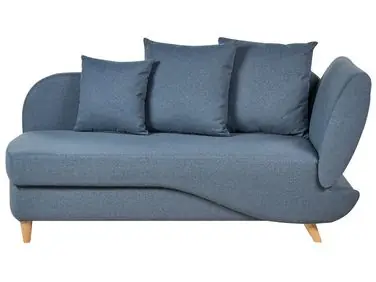 Chaise longue derecho MERI Lino sintético Azul oscuro con almacenaje - Sala de estar