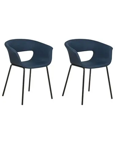 Conjunto de 2 sillas de comedor ELMA Tela Azul oscuro