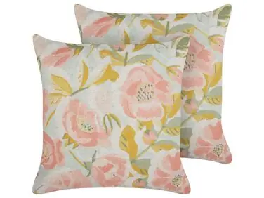 Conjunto de 2 cojines decorativos ZAHRIYE 45 x 45 cm Rosa Patrón floral - Accesorios decorativos