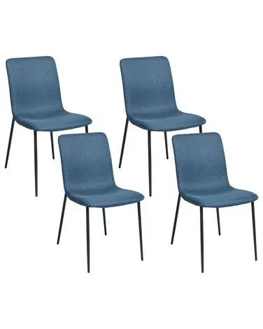Conjunto de 4 sillas de comedor GLENDIVE Tela Azul oscuro