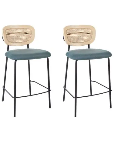 Conjunto de 2 sillas de bar MAYETTA Ratán Verde azulado - Comedor