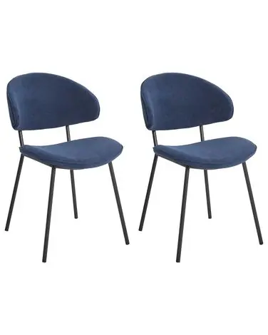 Conjunto de 2 sillas de comedor KIANA Tela Azul oscuro