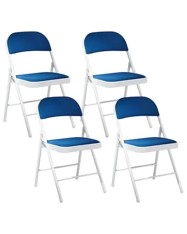 Set of 4 Folding Chairs SPARKS Metal Blue/ White - Home Office