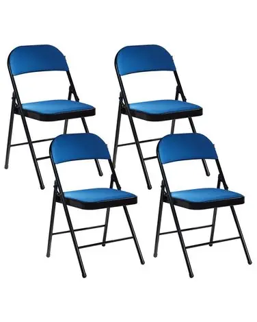 Set of 4 Folding Chairs SPARKS Metal Blue/ Black - Home Office