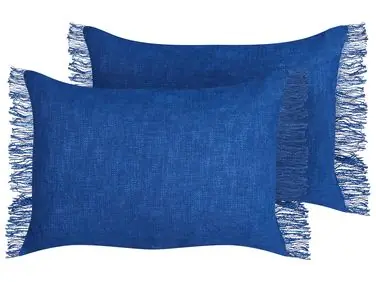 Conjunto de 2 cojines decorativos MABA Algodón 50 x 35 cm Azul marino Liso - Accesorios decorativos