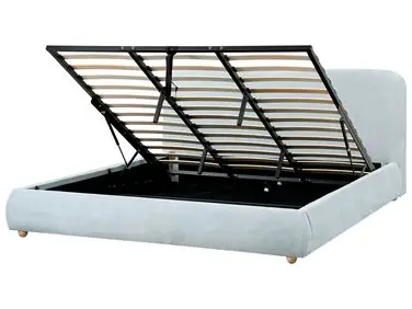 Cama con almacenaje BLAGNAC Chenilla Azul claro 180 x 200 cm - Dormitorio