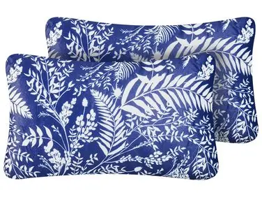 Conjunto de 2 cojines de exterior GLIMMER Patrón de plantas 30 x 50 cm Azul - Accesorios decorativos