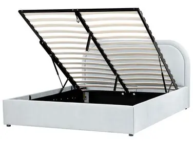 Cama con almacenaje QUILLIEN Chenilla Azul claro 140 x 200 cm - Dormitorio
