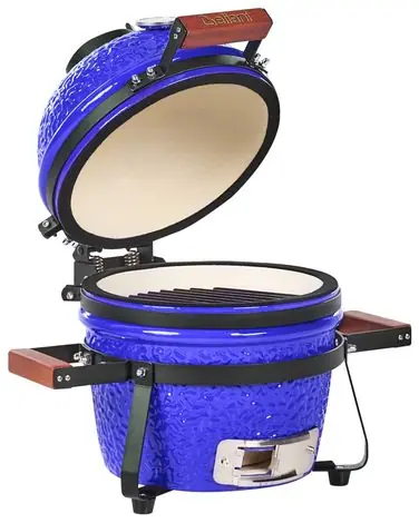 Mini barbacoa de carbón KAMADO Cerámica Azul - Jardín y balcón