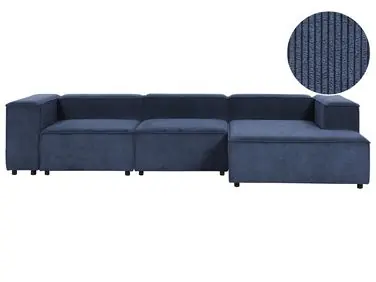 Sofá modular esquinero 4 plazas ARDAL Izquierda Azul oscuro Pana - Sala de estar