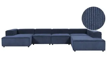 Sofá modular esquinero 5 plazas ARDAL Izquierda Azul oscuro Pana - Sala de estar
